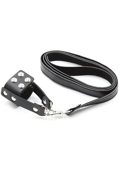 Cock Ring With Leather Leash Peniskoppel