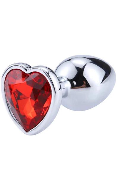 Red Scarlet Anal Plug With Heart Jewel L Analplugg metall