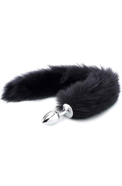 Deluxe Fluffy Fox Plug Black 45 cm Analplugg med svans