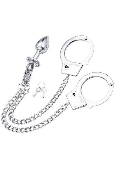 Hand Cuffs With Chain & Anal Plug Handbojor metall