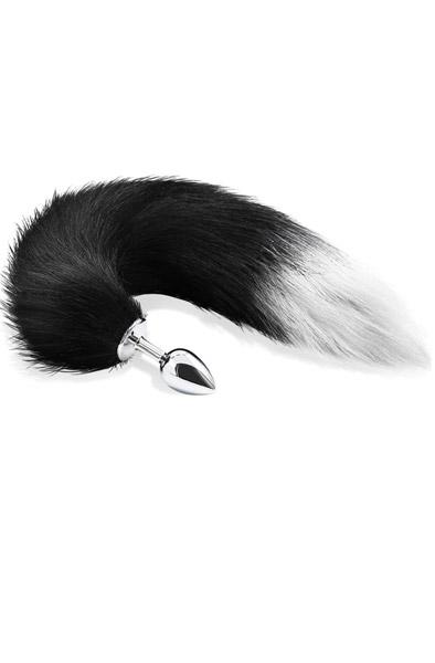 Anal Plug With Black & White Tail Medium Analplugg med svans