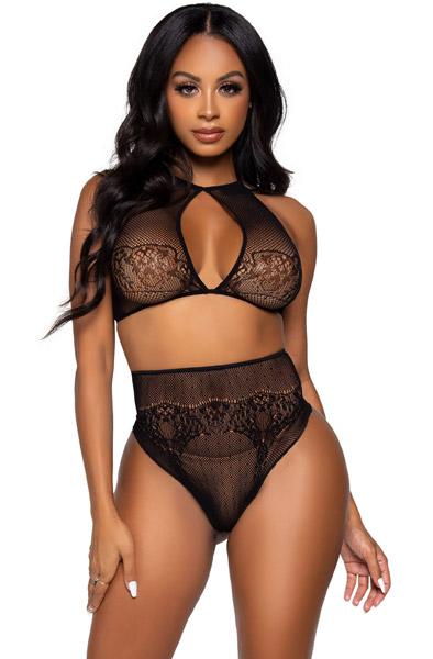 Halter Crop Top & Thong Panty O/S Sexiga underkläder