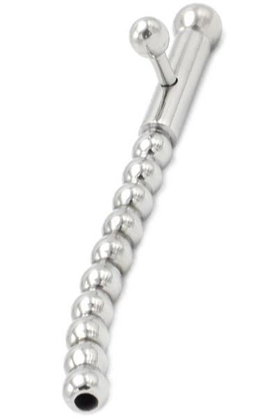 Hollow Penis Plug 2 Removable Nobs Curved Dilator