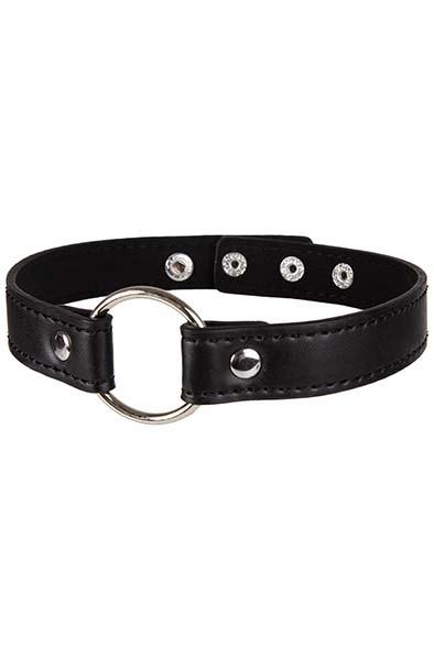 Choker Collar With Decorative Ring Black Halsband