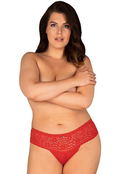 Obsessive Blossmina Panties Red 4XL/5XL Spetstrosa