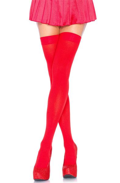 Leg Avenue Nylon Thigh Highs Red O/S Strumpbyxor