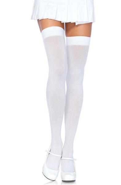 Leg Avenue Nylon Thigh Highs White O/S Strumpbyxor