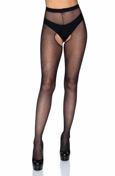 Sheer Crotchless Pantyhose Black Plus Size Strumpbyxor