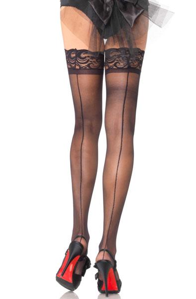 Sheer Stay Up's With Backseam Black O/S Strumpbyxor