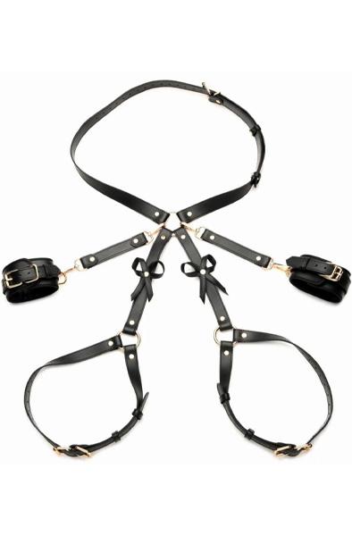 Bondage Thigh Harness With Bows XL/XXL Handbojor & Lår set