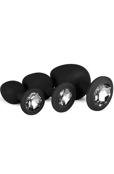 Easytoys Silicone Buttplug Set With Diamond Black Analpluggar paket