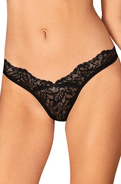 Obsessive Bellastia Thong Black M/L Spetstrosa