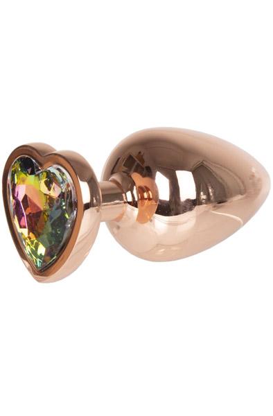 Metal Heart Plug Gold Rose Large Buttplug