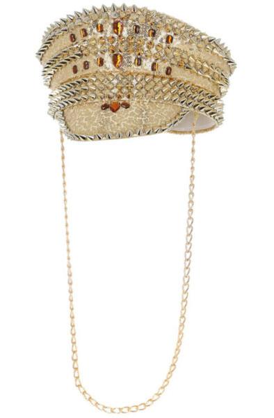 Fever Deluxe Sequin Studded Captains Hat Gold Rollspel & Maskerad