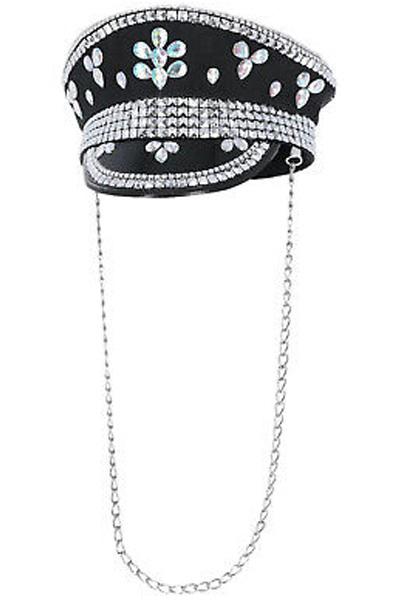 Fever Deluxe Sequin Studded Captains Hat Black Rollspel & Maskerad