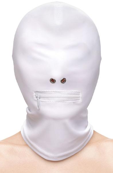Zippered Mouth Hood White BDSM mask