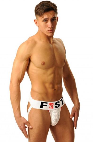 M&K Fist Logo Jock White XL Jockstrap