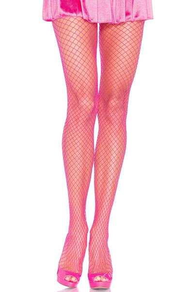Lycra Fishnet Pantyhose Neon Pink O/S Strumpbyxor
