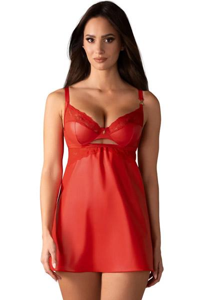 Obsessive Aliosa Chemise & Thong Red XXL/XXXL Chemise & Babydoll