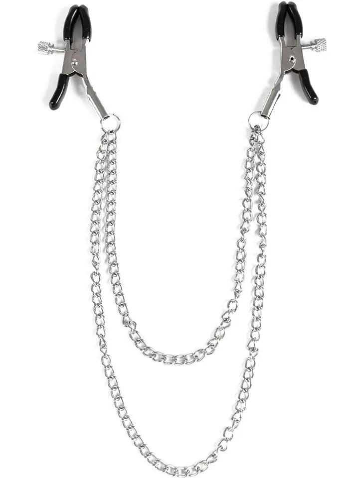 Virgite Nipple Clamps With Double Chain Bröstklämmor med kedja