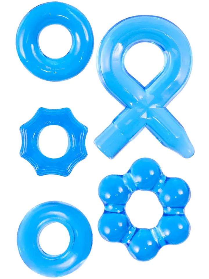 Hardcore Powerful Cock-Ring Set Blue Penisringar paket