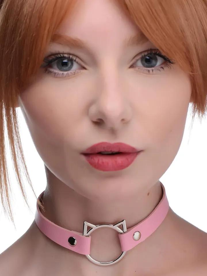 Kinky Kitty Ring Slim Choker Pink Choker