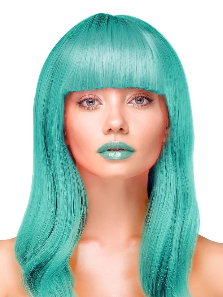 Party Wig Long Straight Turquoise Hair Peruk