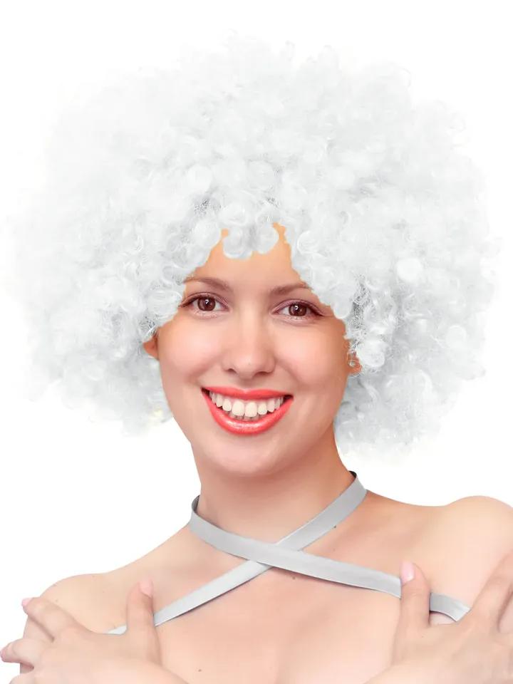 Party Wig Afro Hair White Peruk