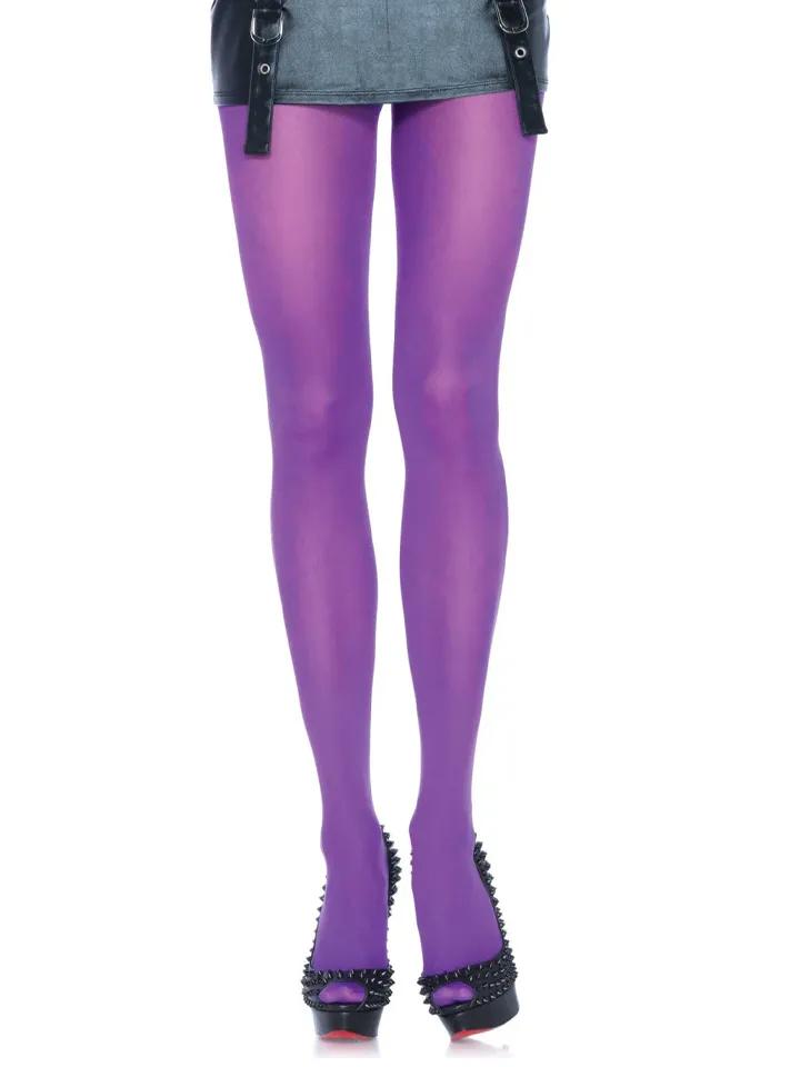 Nylon Opaque Pantyhose Purple O/S Strumpbyxor