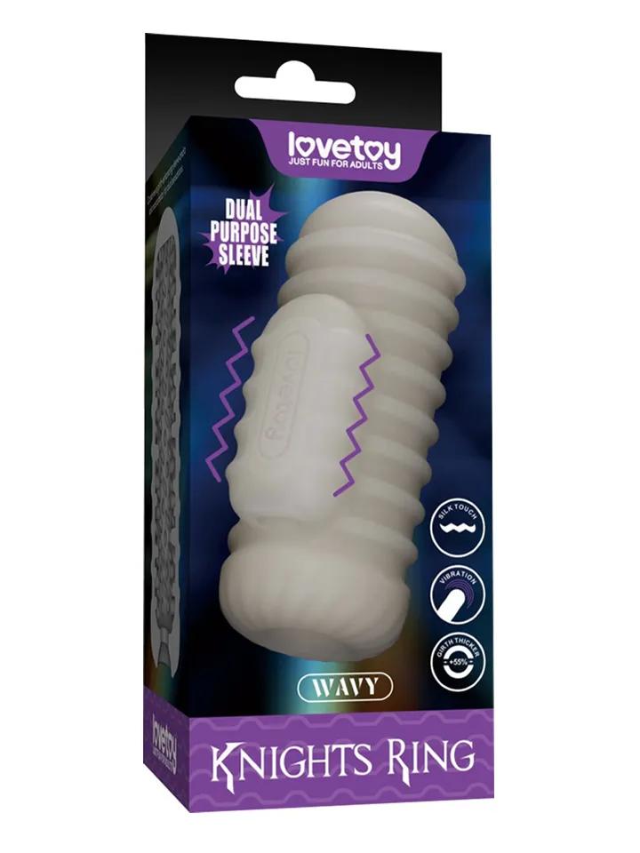 Knights Ring Vibrating Dual Purpose Sleeve-Wavy Penisförlängare/Sleeve med vibrator