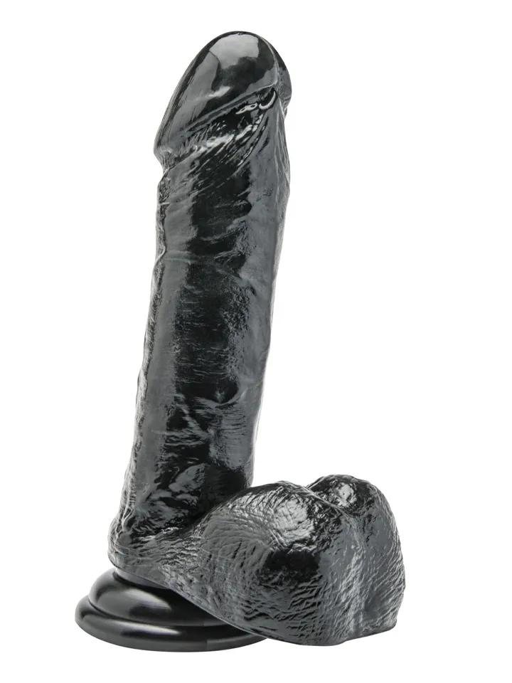 Get Real Dildo With Balls Black 18 cm	 Realistisk dildo