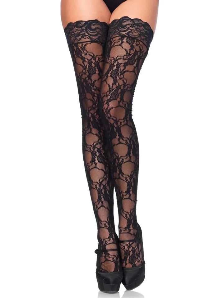 Stay Up Of Floral Lace Black O/S Strumpbyxor