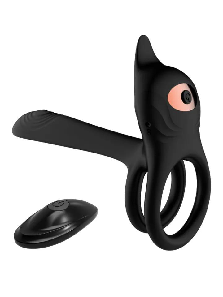 Double Vibrating 10 Functions Ring With Remote Penisring med vibrator