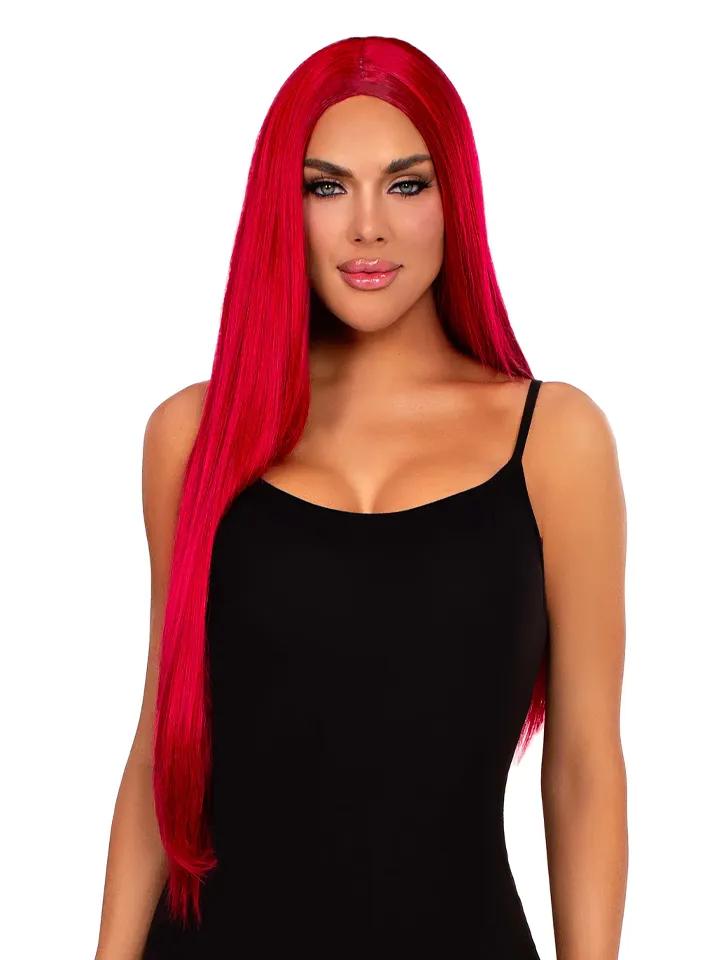 Leg Avenue Long Straight Center Part Wig Red Röd Peruk