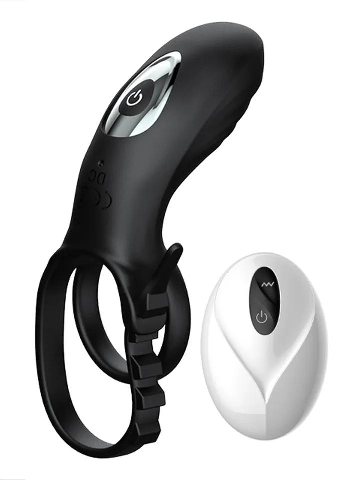 Adjustable Double Penis Ring With Remote Penisring med vibrator
