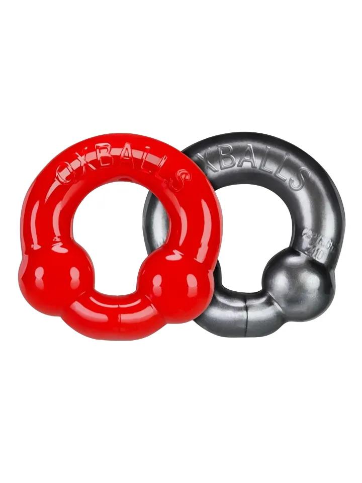 Oxballs Ultraballs Cock Rings Silver Steel & Red Penisringar paket