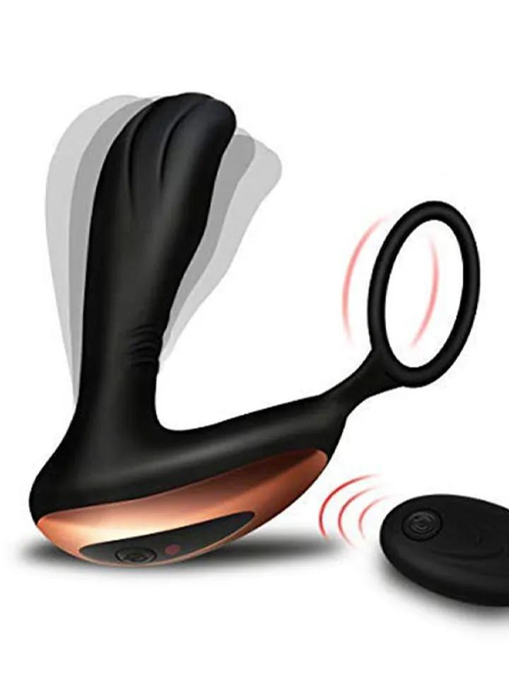 Prostate Massager With Penis Ring Prostatavibrator med penisring