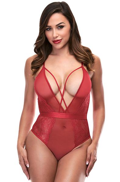 Baci Lingerie Strappy Teddy With Deep V M/L Teddy
