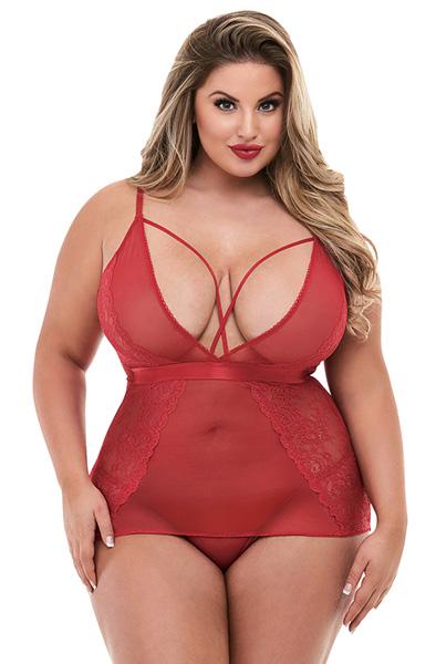 Baci Lingerie Strappy Mini Dress With Deep V Queen Size Sexiga underkläder