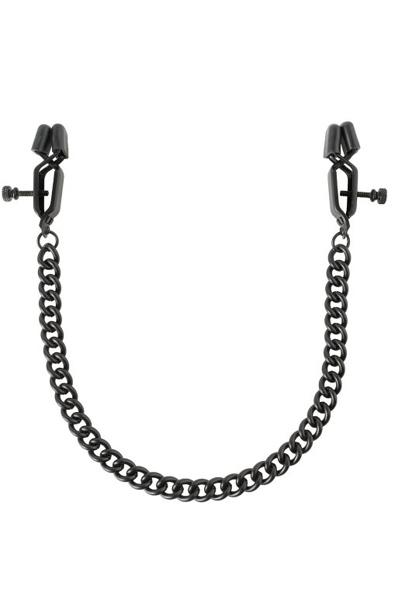 Pipedream Fetish Fantasy Heavy Duty Nipple Clamps Black Bröstklämmor med kedja