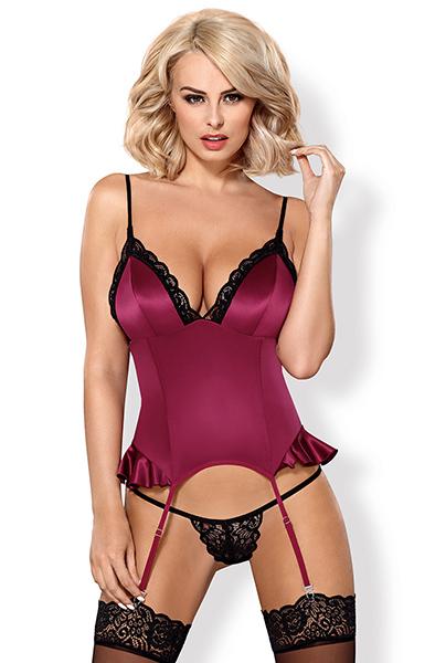 Obsessive 845-COR-5 Corset & Thong Pink S/M Korsett med stringtrosa