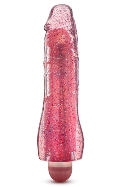Glow Dicks Molly Glitter Vibrator Pink 20cm Dildo med vibrator