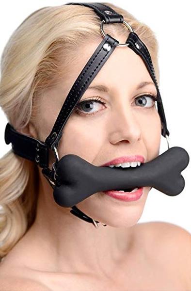 XR Play Hard Hound Bone Gag Head Harness Bit gag