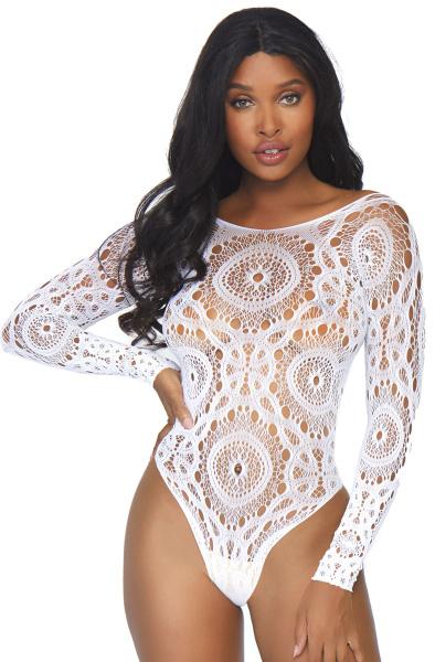 Leg Avenue Crochet Lace Snap Crotch Teddy M/L Teddy