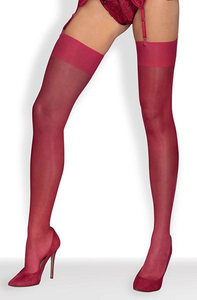 Obsessive S800 Stockings Maroon S/M Röda Stay ups