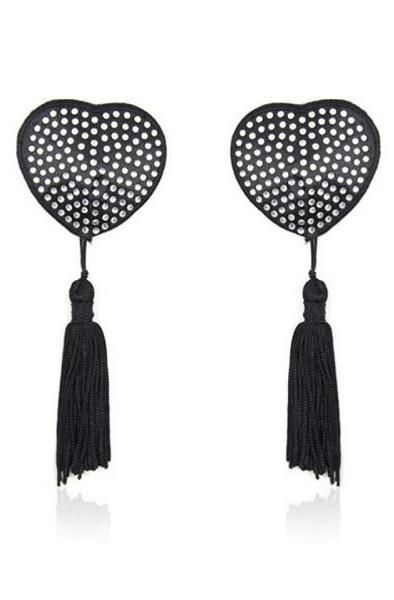 TOYZ4LOVERS Heart Shine Nipples Tassels Black Nipple covers