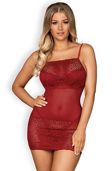 Obsessive Lividia Chemise & Thong Red S/M Sexiga underkläder
