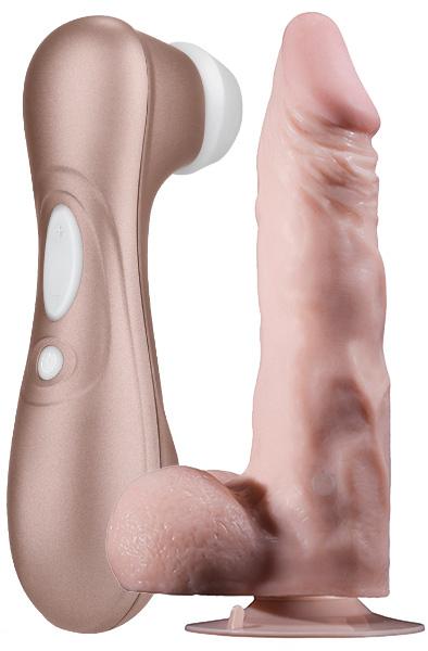Satisfyer Pro 2 + Realistic Vibrating Dong 20cm Paketerbjudande
