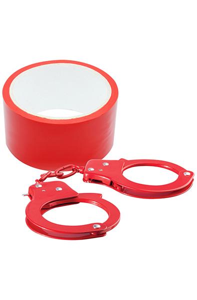 Dream Toys Bondx Metal Cuffs & Ribbon Red Handklovar