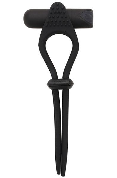 Dream Toys Adjustable Cockring Black Penisring med vibrator